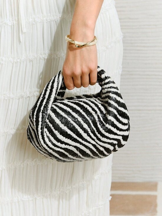 Handbags - Black And White Preppy Women's Animal Print Zip Top Handle Boston Bag